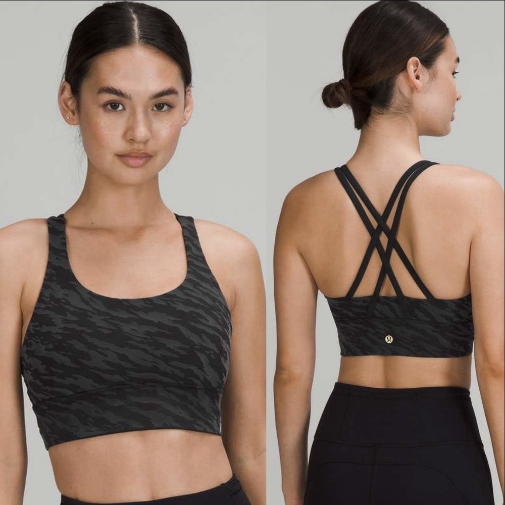 Lululemon Lunar New Year Energy Longline Sports Bra‎ Black Leopard Athletic 12